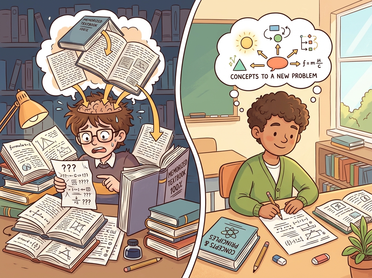 Side-by-side comparison of an overfitting model that memorizes noise versus a well-generalized model that captures the true pattern