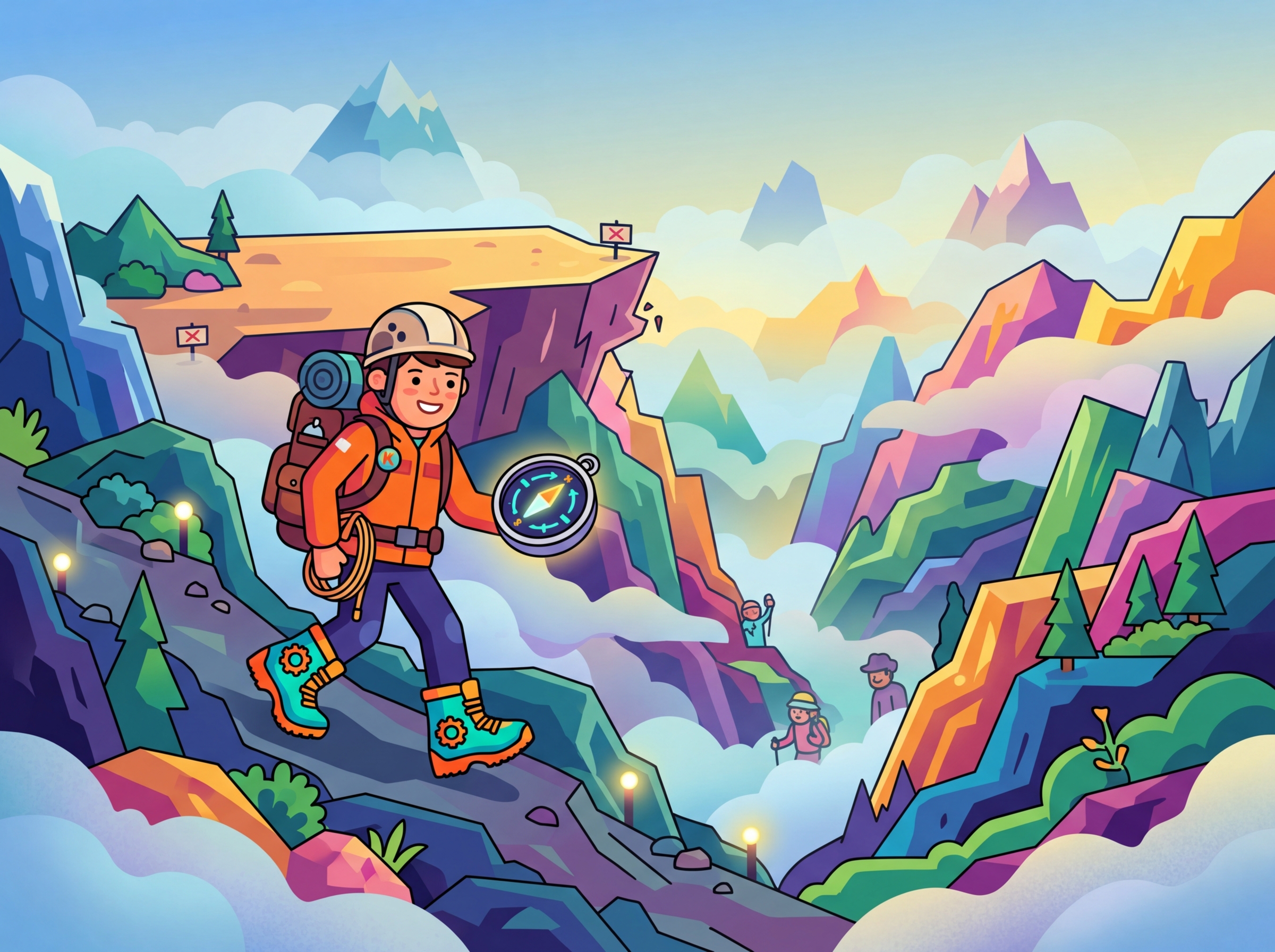 Adam optimizer depicted as a navigator adjusting learning rates adaptively for each parameter