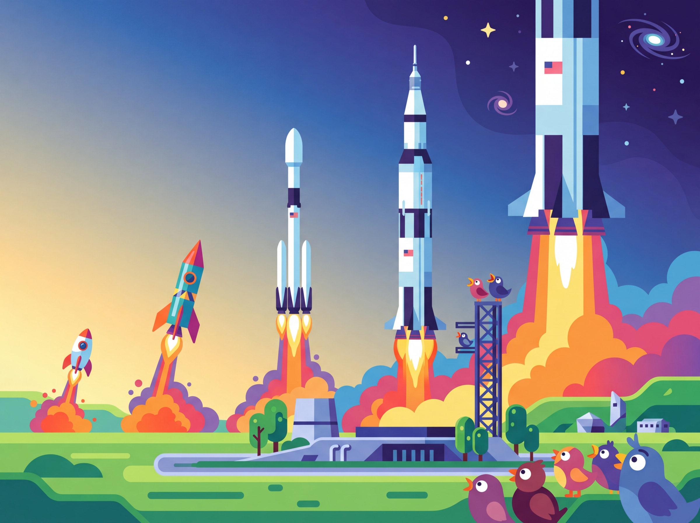 A rocket ship representing the rapid scaling of GPT models from GPT-1 through GPT-4