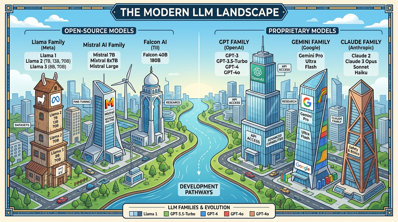 Modern LLM Landscape and Model Internals chapter illustration