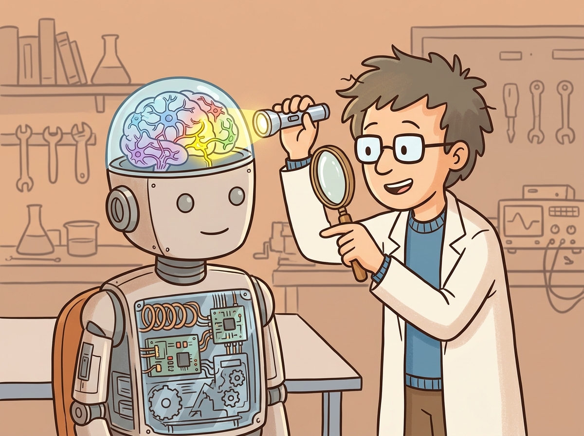 An X-ray machine scanning a neural network, revealing internal structures and activation patterns