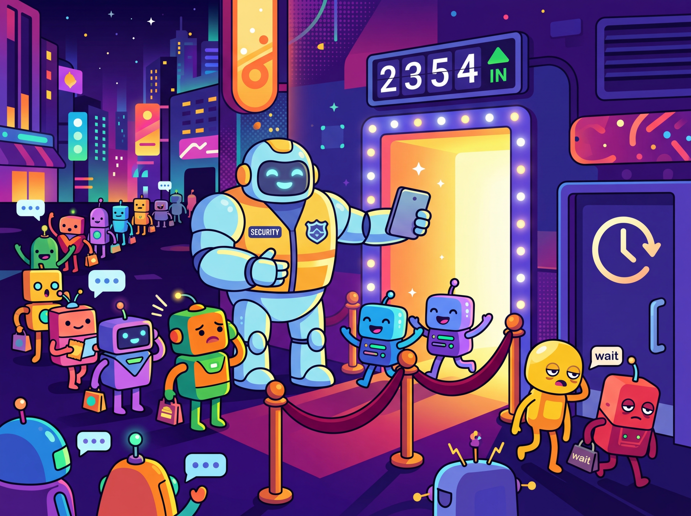 A nightclub bouncer controlling the flow of API requests, only letting a certain number through per minute