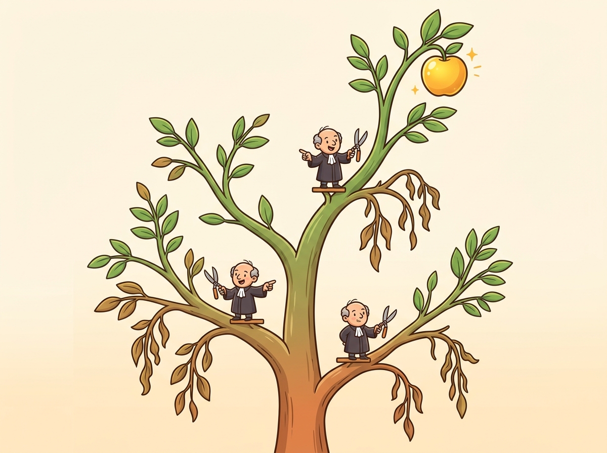 A branching tree structure showing multiple reasoning paths being explored and evaluated simultaneously