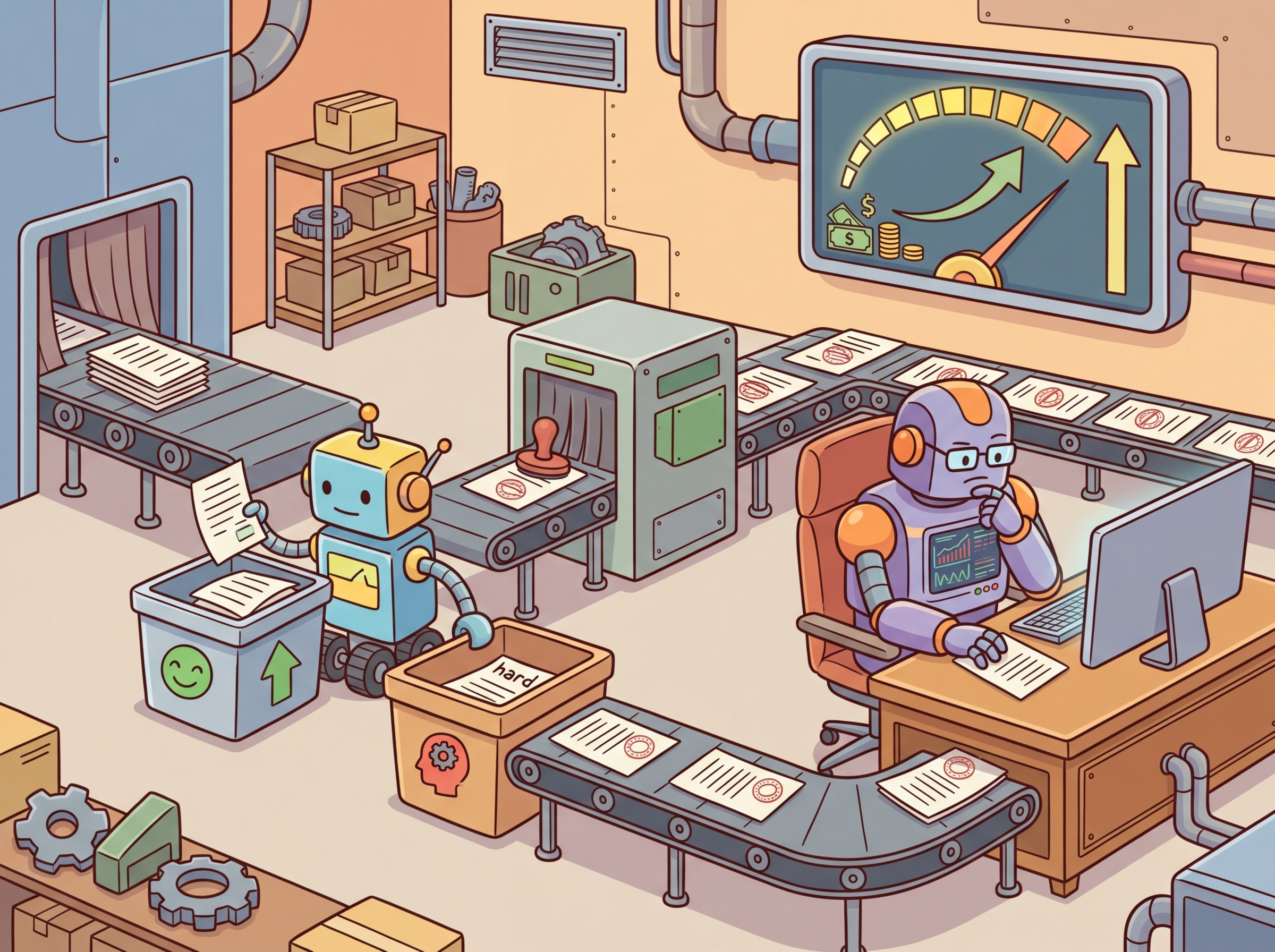 An assembly line combining classical ML components and LLM components into a hybrid pipeline