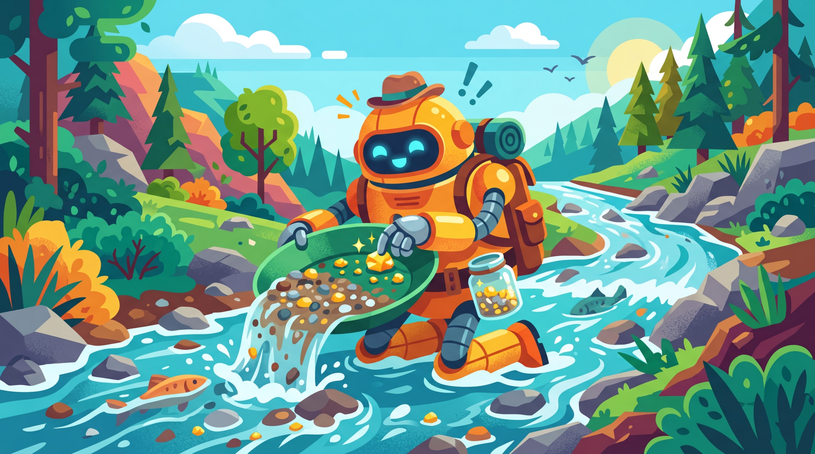 A prospector panning for gold nuggets in a stream of generated reasoning traces