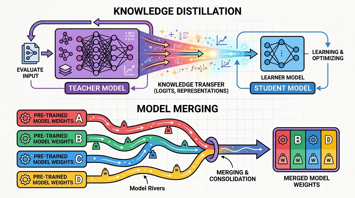 Knowledge Distillation and Model Merging chapter illustration