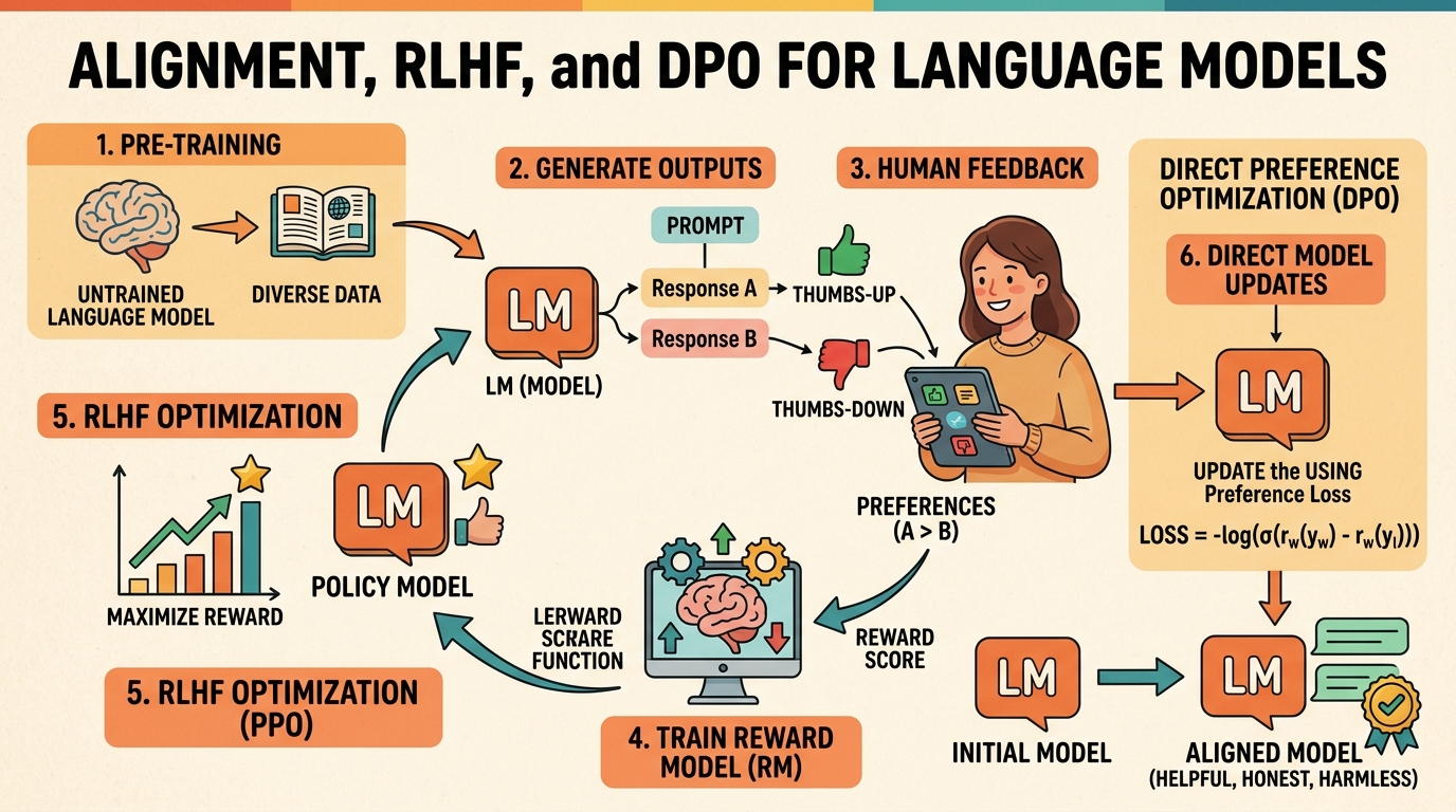 Alignment, RLHF, DPO and Preference Tuning chapter illustration