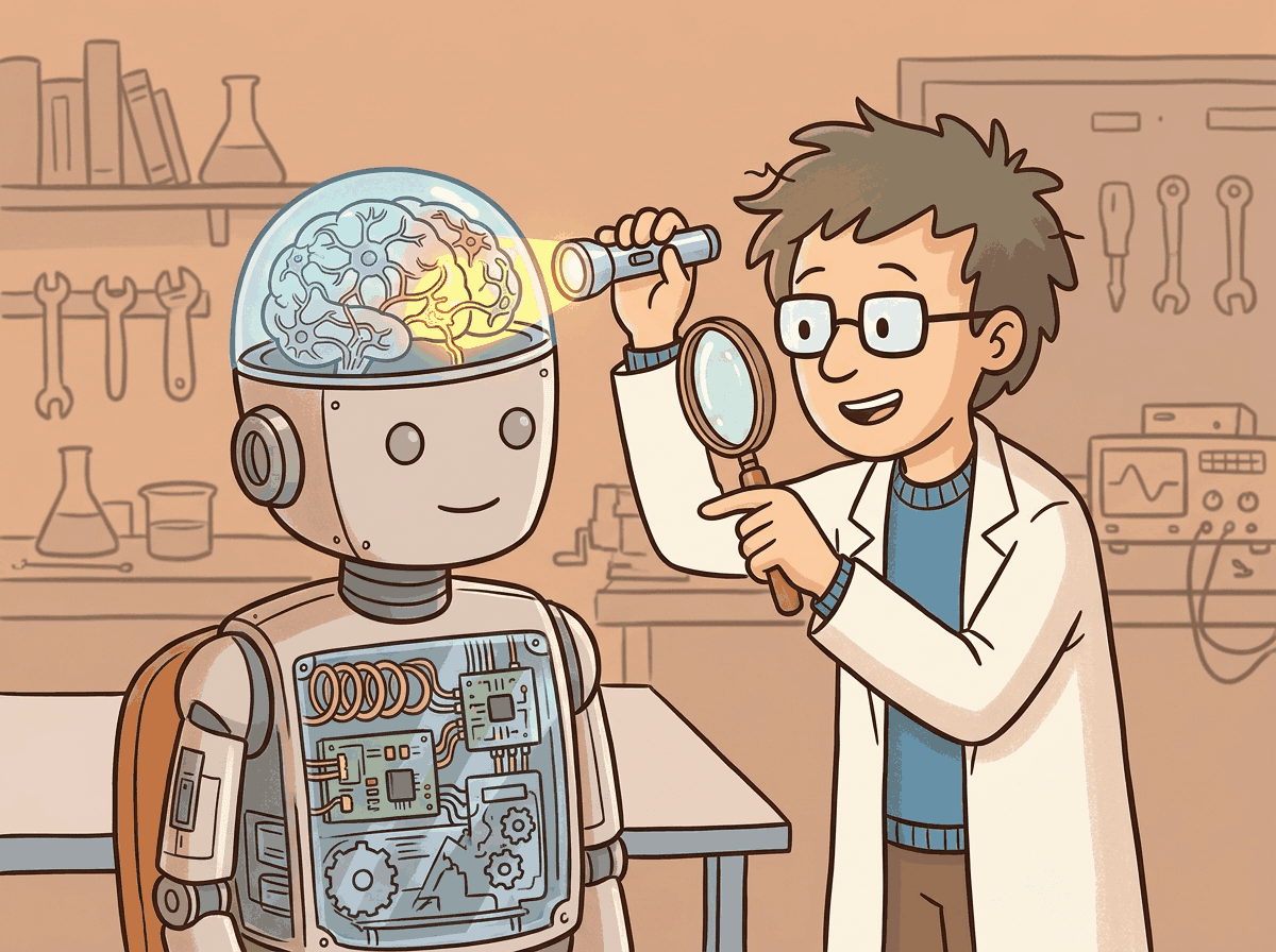 An X-ray machine scanning a neural network, revealing internal structures and activation patterns