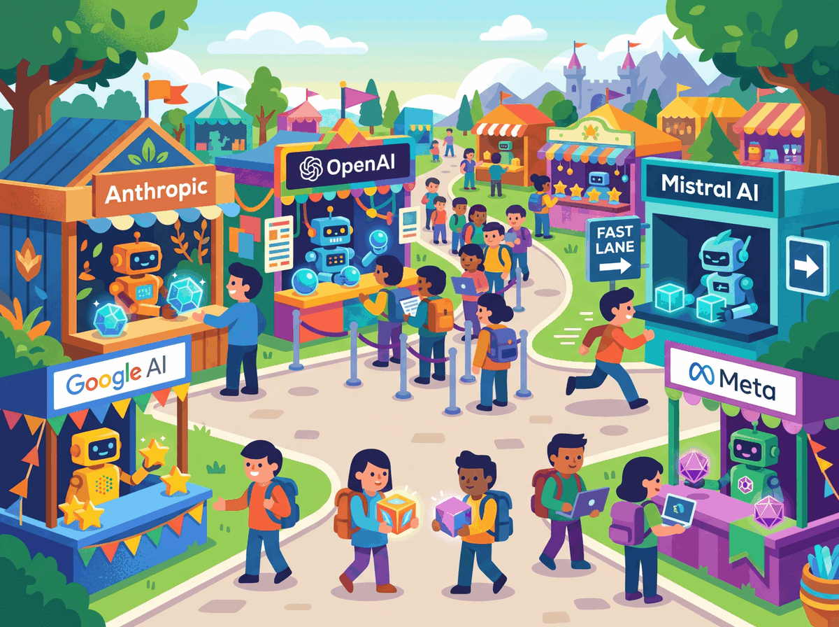 A marketplace showing various LLM API providers with different offerings, pricing, and capabilities